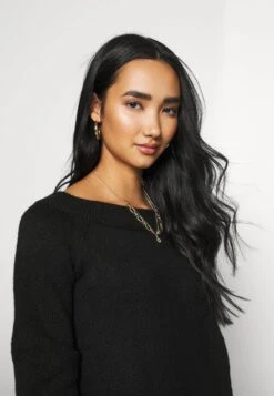 Even&Odd SCHULTERFREI MINI STRICKKLEID - Strickkleid - Black -Even&Odd 762514b54e2940cca35f61860480f99e